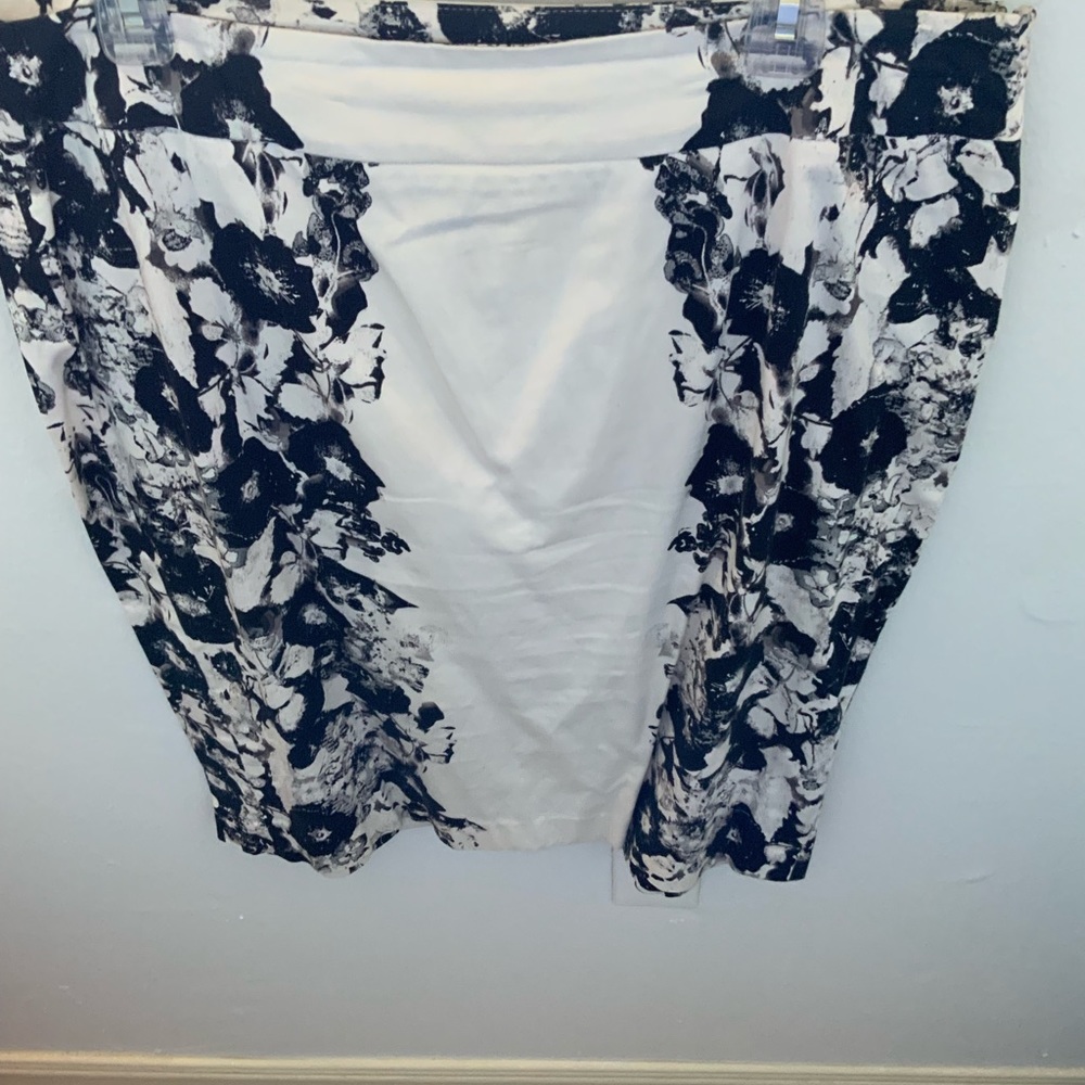 Black and white straight cut skirt.